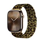 Apple Watch Uyumlu Leopar Desenli Metal Kordon – Sarı-Leopar