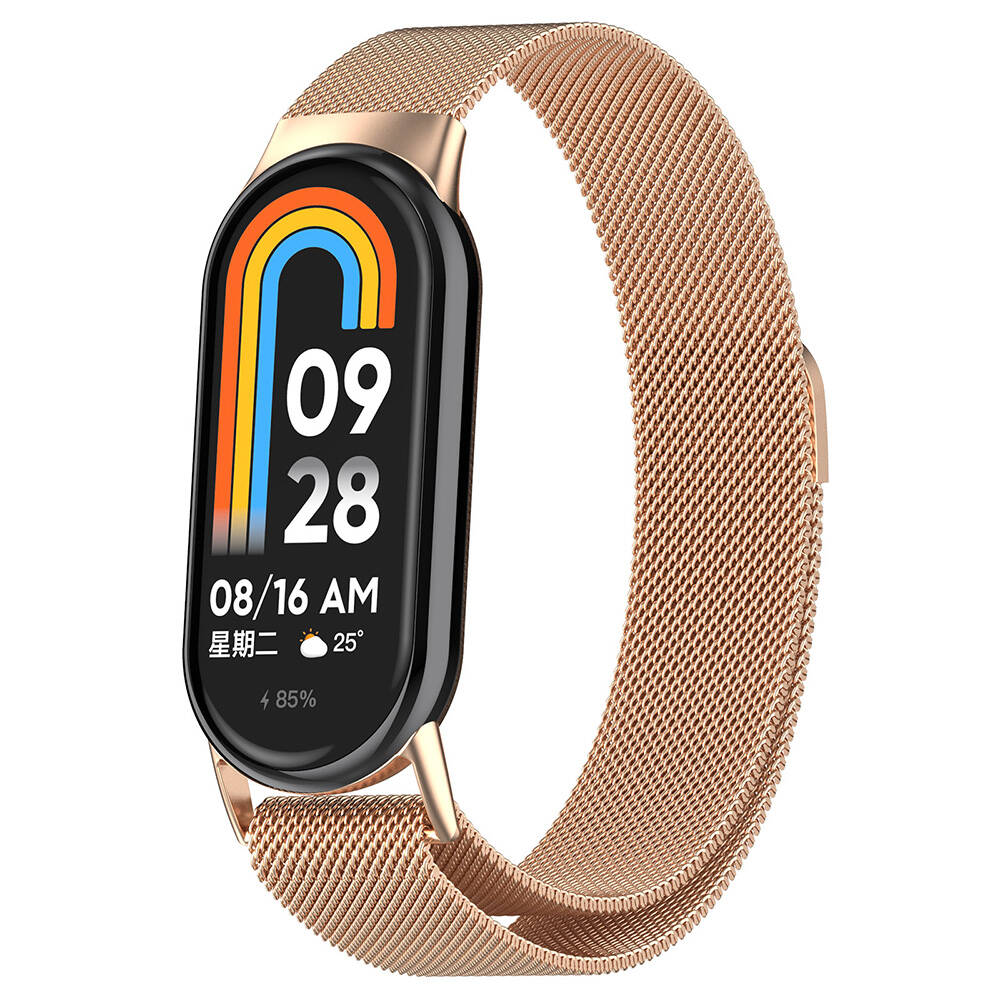 Xiaomi Smart Band 8 Uyumlu Metal Kordon – Rose Gold