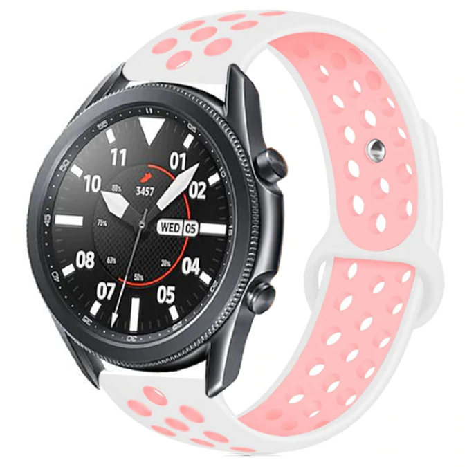 22mm Silikon Akıllı Saat Kordonu – Beyaz-Pembe