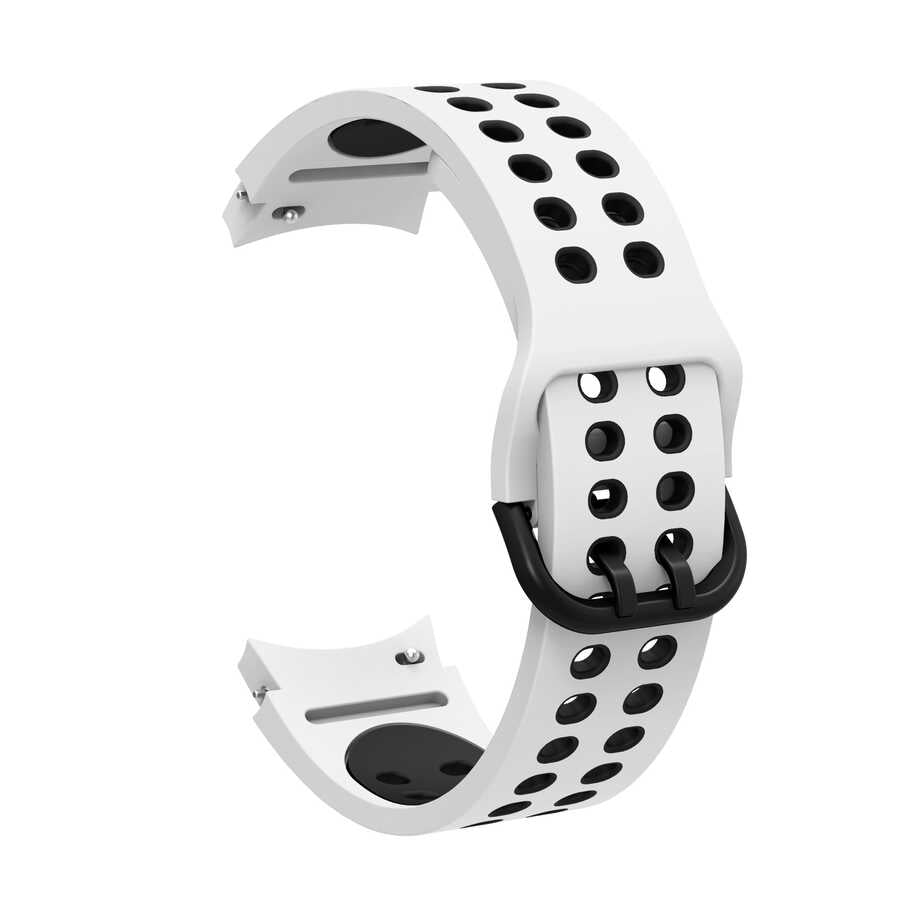 Galaxy Watch 4 Classic 46mm ve Diğer Modellerle Uyumlu Silikon Kordon – Beyaz-Siyah