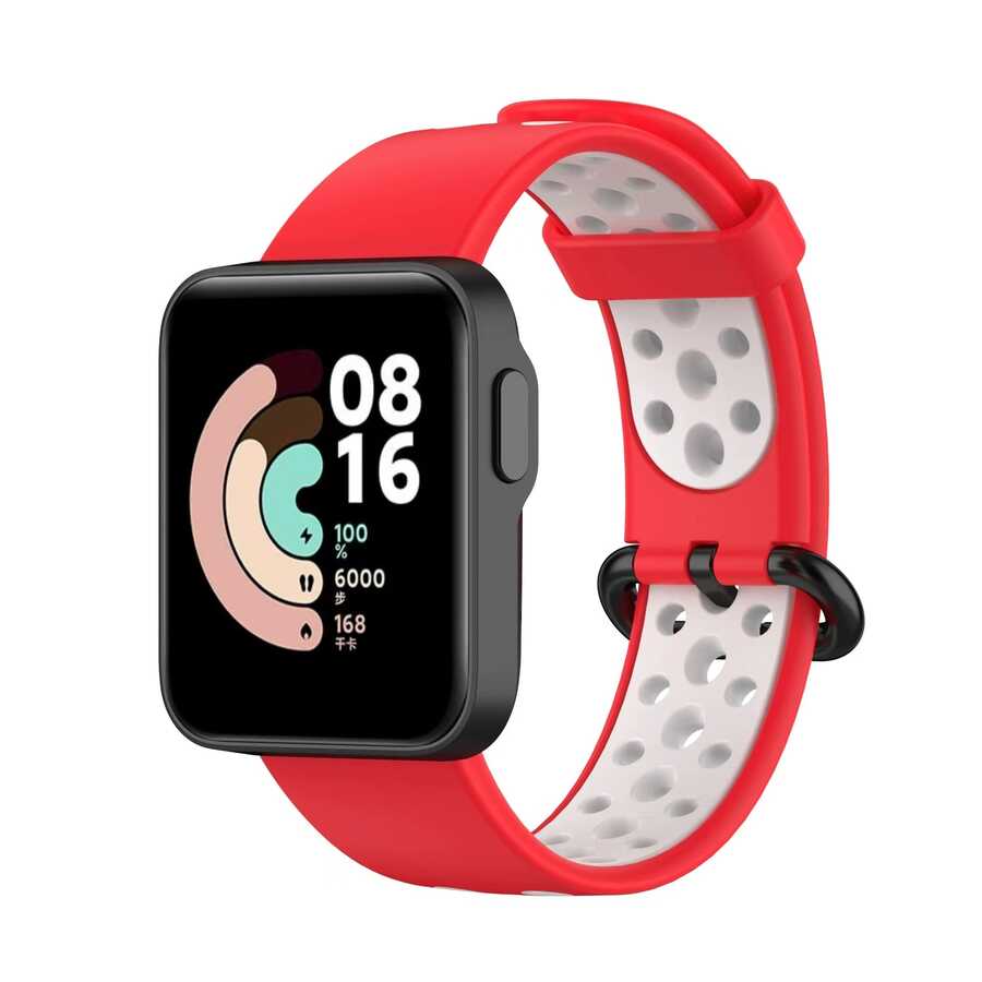 Xiaomi Redmi Watch 2 Lite Uyumlu Silikon Kordon – Kırmızı-Beyaz