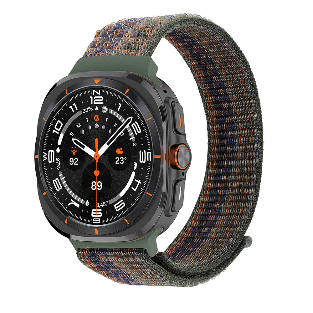 Galaxy Watch Ultra 47mm Uyumlu Hasır Kordon – Yeşil-Turuncu
