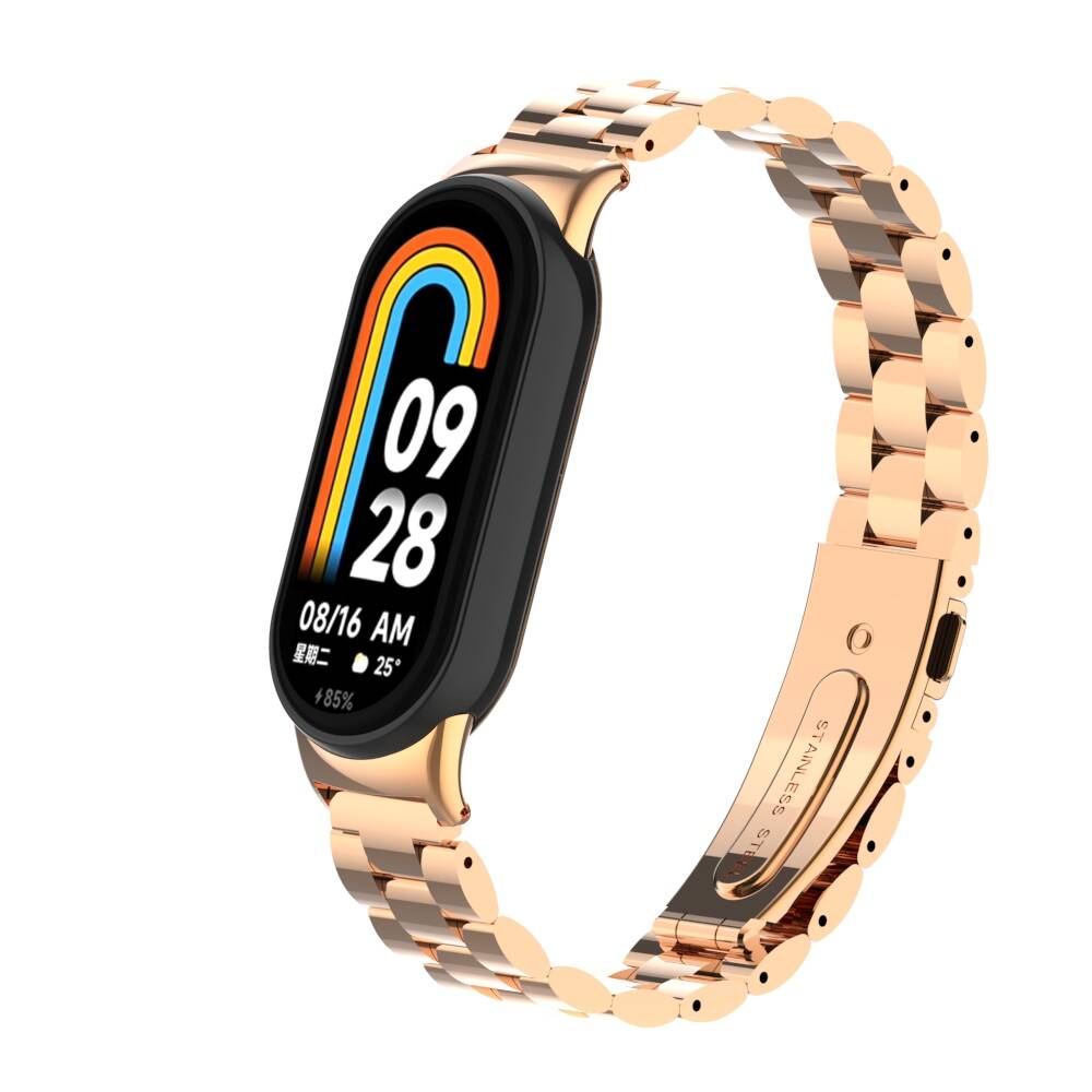 Xiaomi Mi Band 9 / Xiaomi Mi Band 8 Uyumlu Metal Kordon – Rose Gold