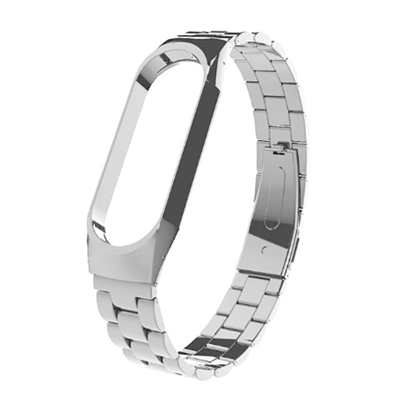 Xiaomi Mi Band 4 / Xiaomi Mi Band 3 Uyumlu Metal Kordon – Gümüş