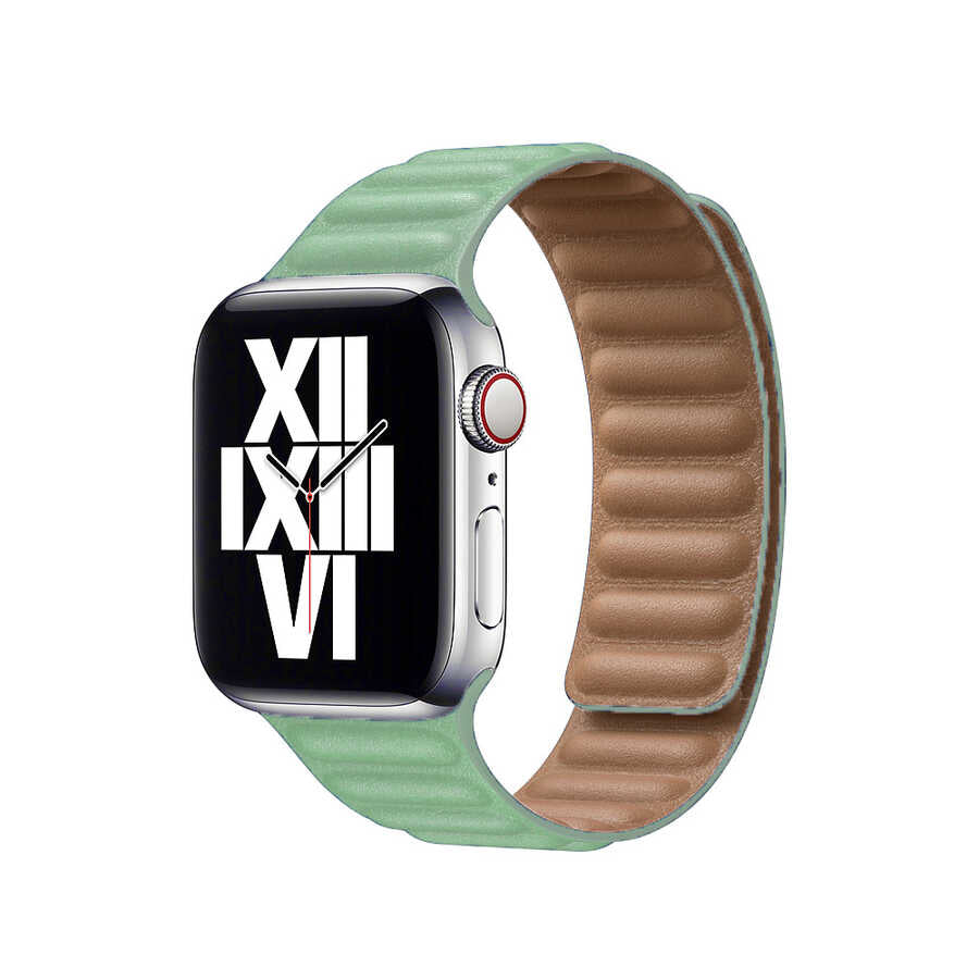 Apple Watch Uyumlu Deri Kordon – Açık Yeşil