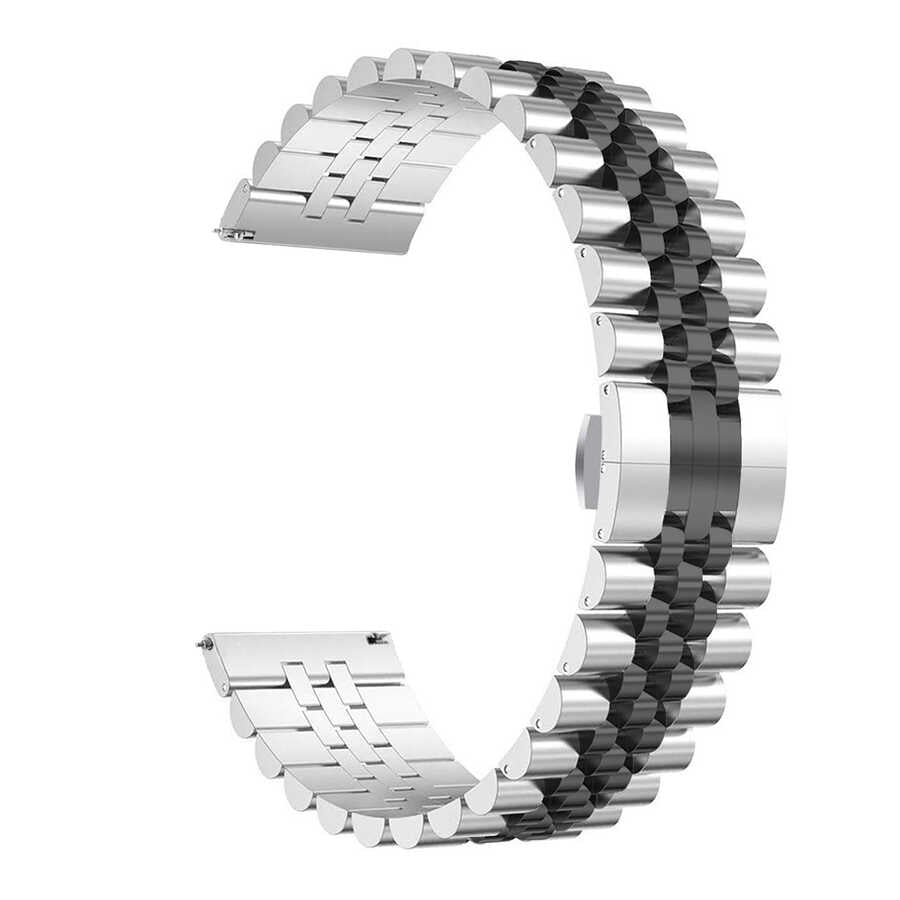 20mm Metal Akıllı Saat Kordonu – Gümüş-Siyah