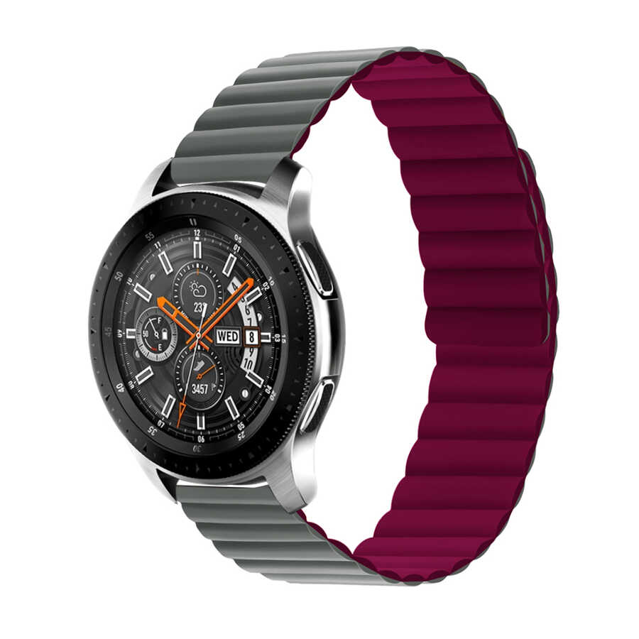 Huawei GT2 42mm ve Diğer Modellerle Uyumlu Kordon – Gri-Kırmızı
