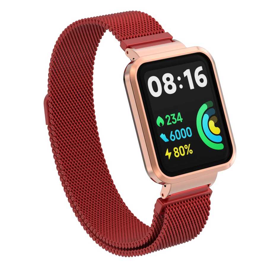 Xiaomi Redmi Watch 2 Lite Uyumlu Metal Kordon – Kırmızı