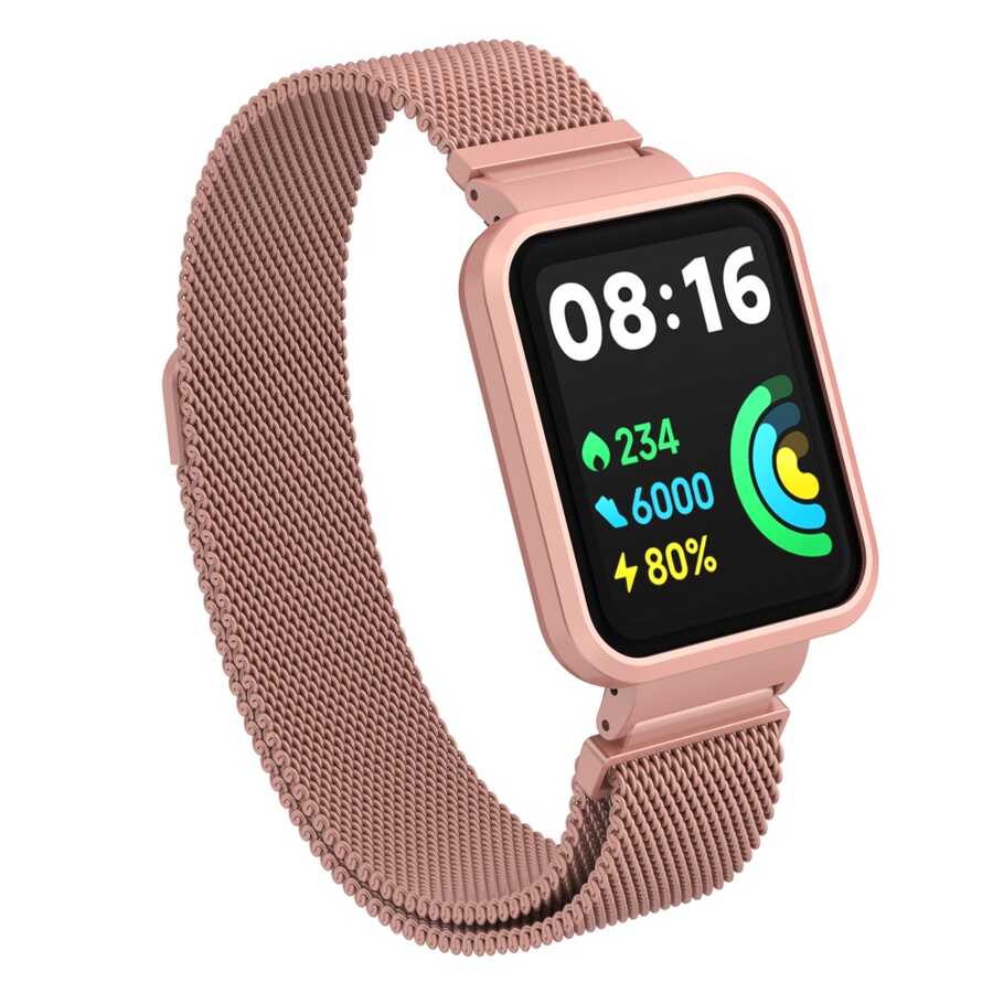 Xiaomi Redmi Watch 2 Lite Uyumlu Metal Kordon – Pembe Açık
