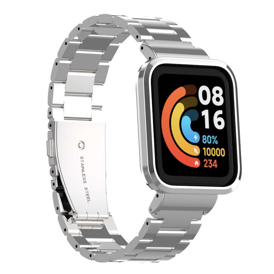 Xiaomi Redmi Watch (Mi Watch Lite) Uyumlu Metal Kordon – Gümüş