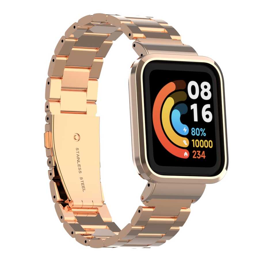 Xiaomi Redmi Watch (Mi Watch Lite) Uyumlu Metal Kordon – Rose Gold