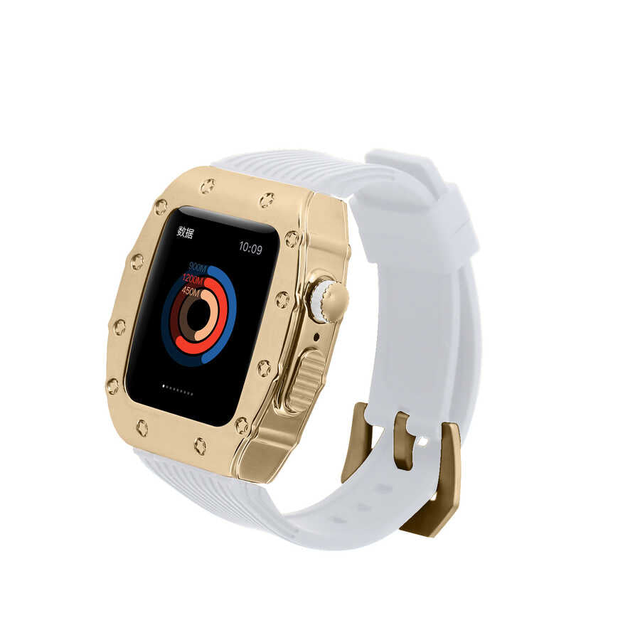 Apple Watch Uyumlu Kordon – Beyaz-Gold