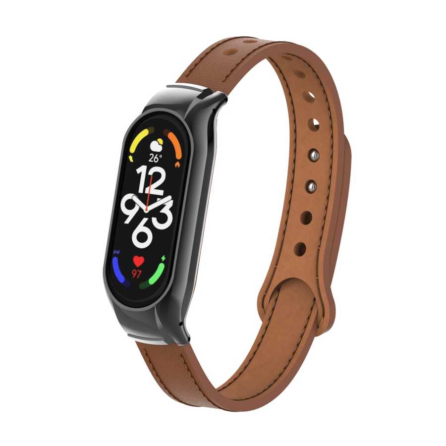 Xiaomi Mi Band 7 Uyumlu Deri Kordon – Kahverengi