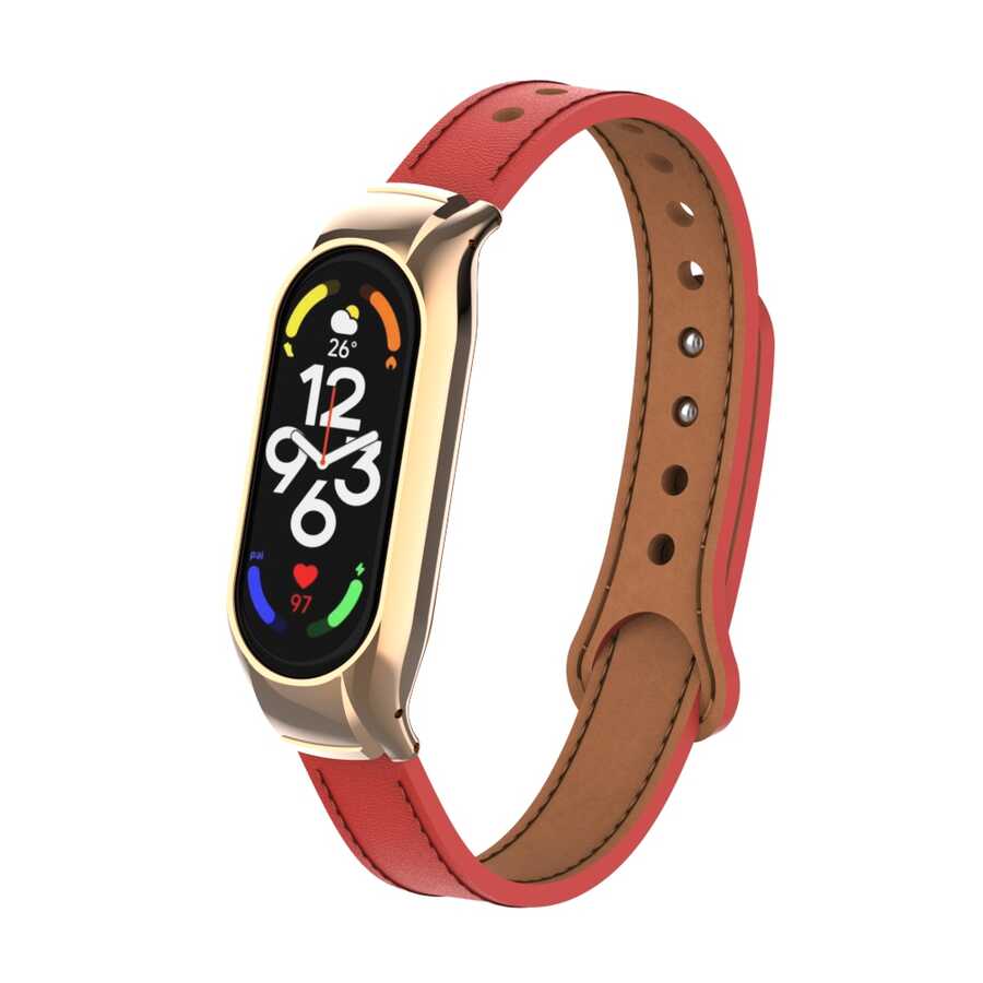 Xiaomi Mi Band 7 Uyumlu Deri Kordon – Kırmızı