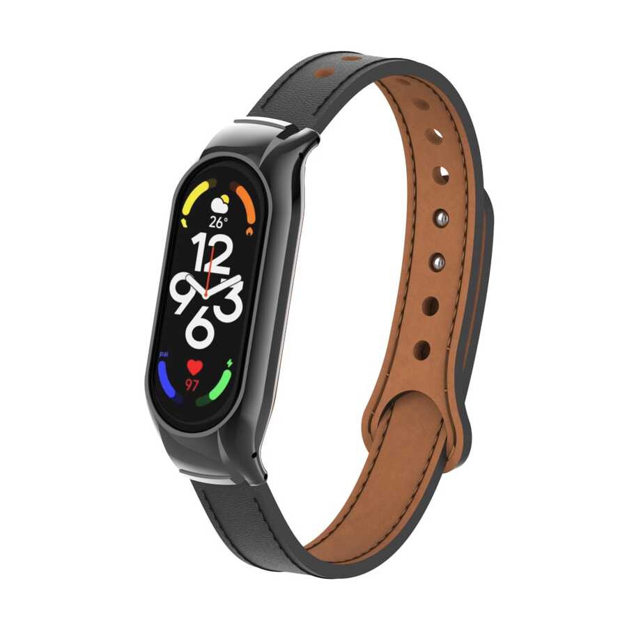 Xiaomi Mi Band 7 Uyumlu Deri Kordon – Siyah