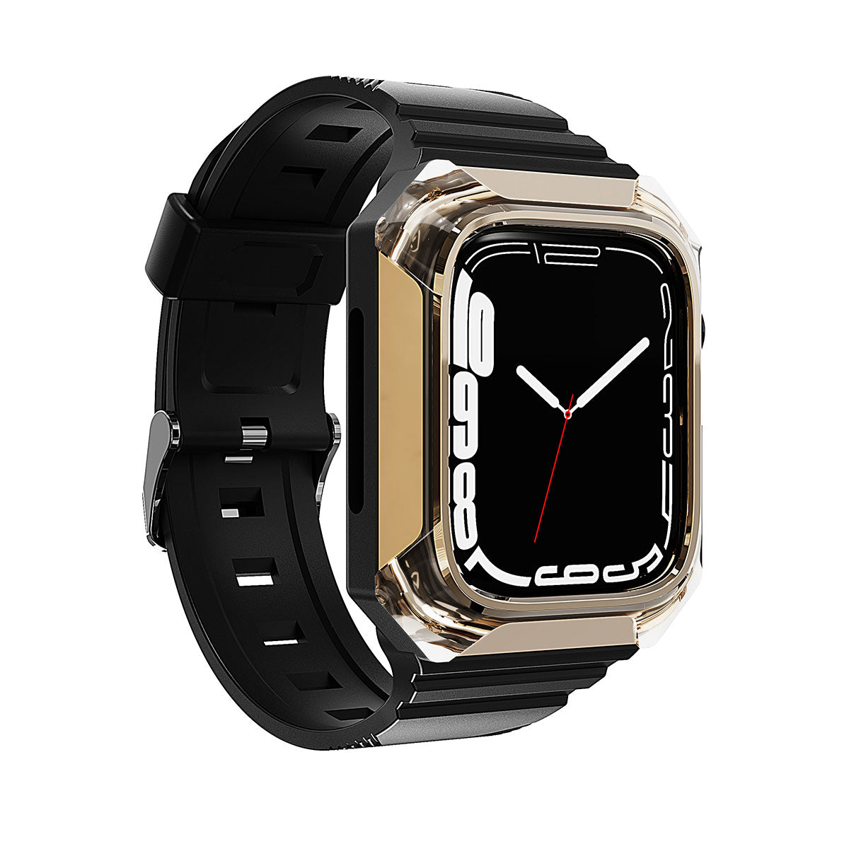 Apple Watch Uyumlu Sert PC Kasa Koruyuculu Silikon Kordon – Gold