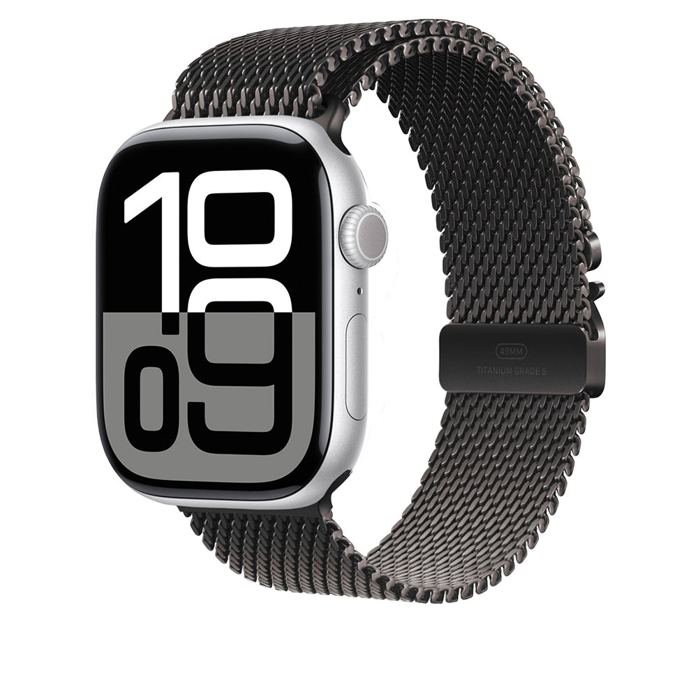 Apple Watch Uyumlu Titanyum Hasır Kordon – Siyah-Titanyum