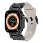 Apple Watch Uyumlu Titanyum Metal Başlıklı Silikon Kordon