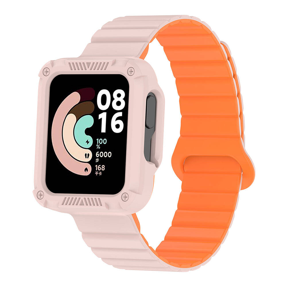Xiaomi Redmi Watch 2 / Xiaomi Redmi Watch 1 Uyumlu Silikon Kordon – Pembe-Turuncu