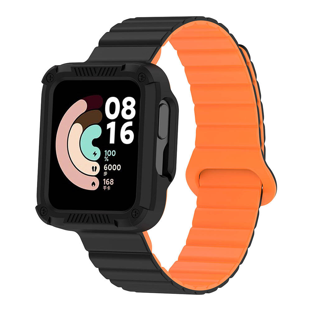 Xiaomi Redmi Watch 2 / Xiaomi Redmi Watch 1 Uyumlu Silikon Kordon – Siyah-Turuncu