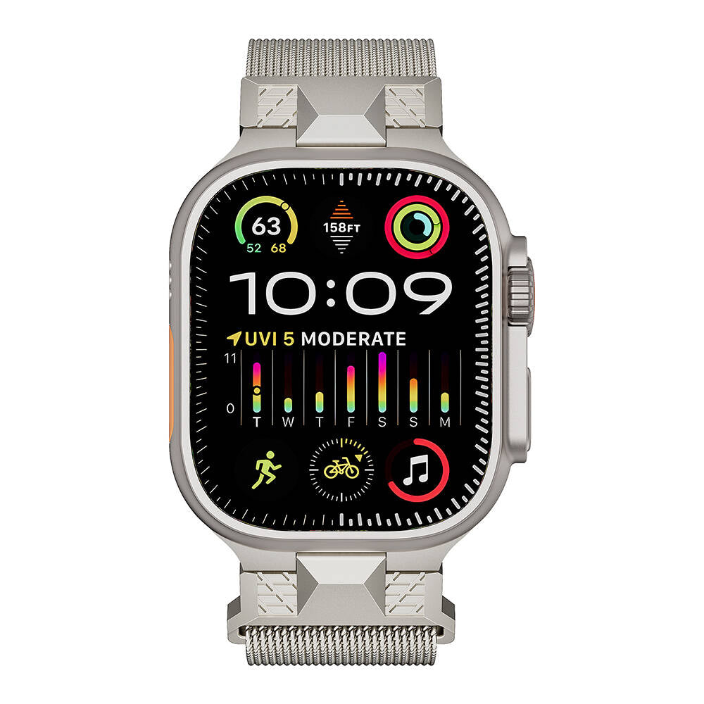 Apple Watch Uyumlu Metal Hasır Kordon – Gri