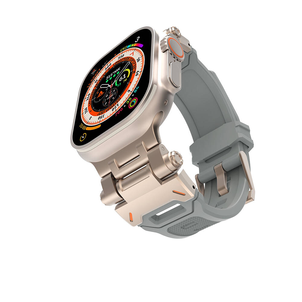 Apple Watch Uyumlu Metal Başlıklı Silikon Kordon