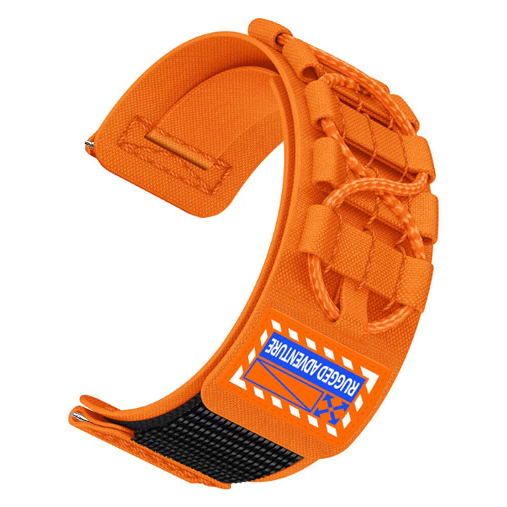 20mm Orbital Örgülü Halat Tasarımlı Naylon Kumaş Hasır Akıllı Saat Kordonu – Turuncu