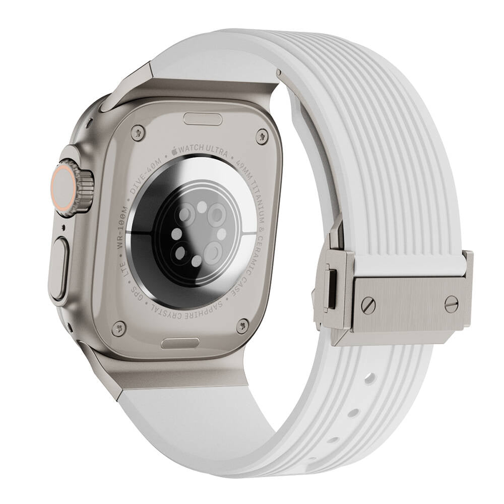 Apple Watch Uyumlu Spor Görünümlü Silikon Kordon – Beyaz