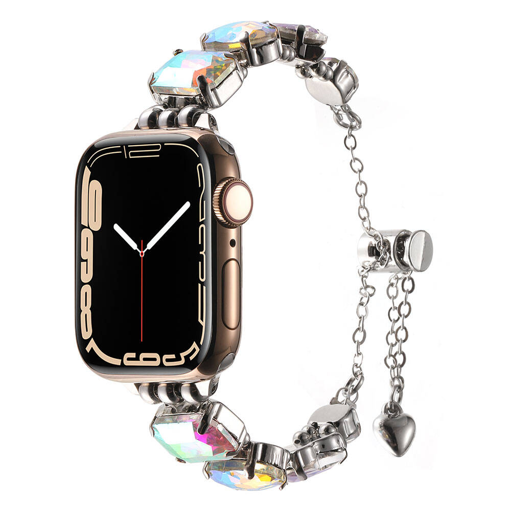 Apple Watch Uyumlu Renkli Taş Tasarımlı Kordon – Colorful