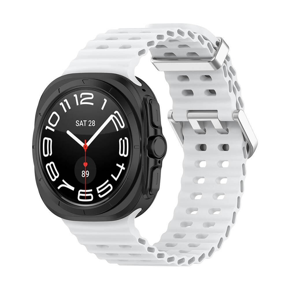 Galaxy Watch Ultra 47mm Uyumlu Tırtıklı Tasarım Silikon Kordon – Beyaz
