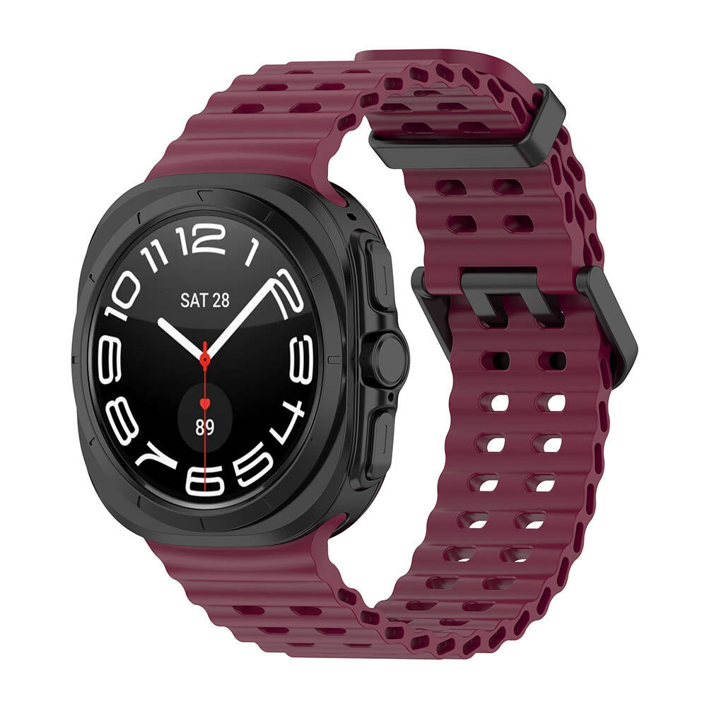 Galaxy Watch Ultra 47mm Uyumlu Tırtıklı Tasarım Silikon Kordon – Koyu Kırmızı