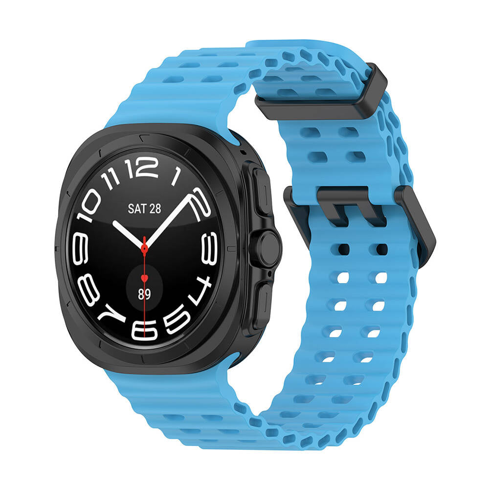 Galaxy Watch Ultra 47mm Uyumlu Tırtıklı Tasarım Silikon Kordon – Mavi