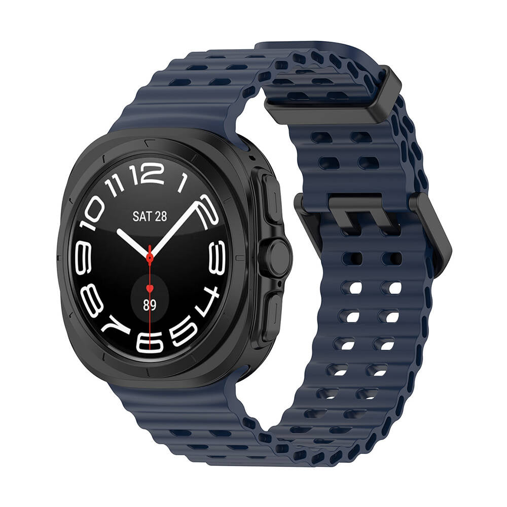 Galaxy Watch Ultra 47mm Uyumlu Tırtıklı Tasarım Silikon Kordon – Midnight Blue