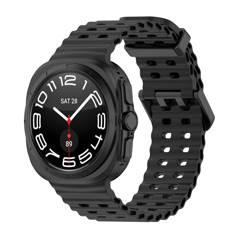 Galaxy Watch Ultra 47mm Uyumlu Tırtıklı Tasarım Silikon Kordon – Siyah