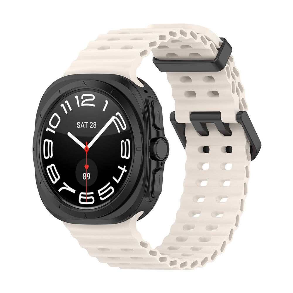 Galaxy Watch Ultra 47mm Uyumlu Tırtıklı Tasarım Silikon Kordon – Starlight
