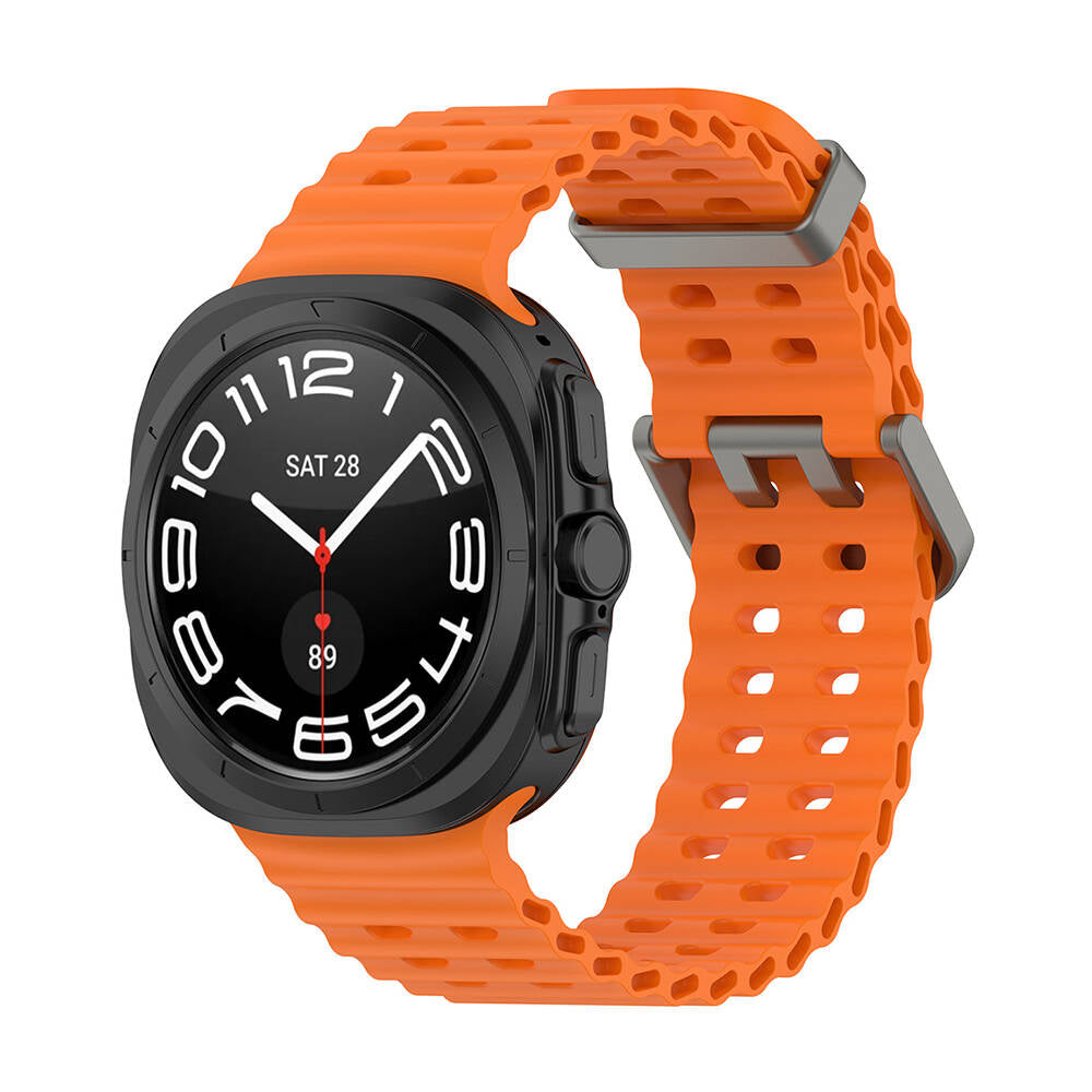 Galaxy Watch Ultra 47mm Uyumlu Tırtıklı Tasarım Silikon Kordon – Turuncu