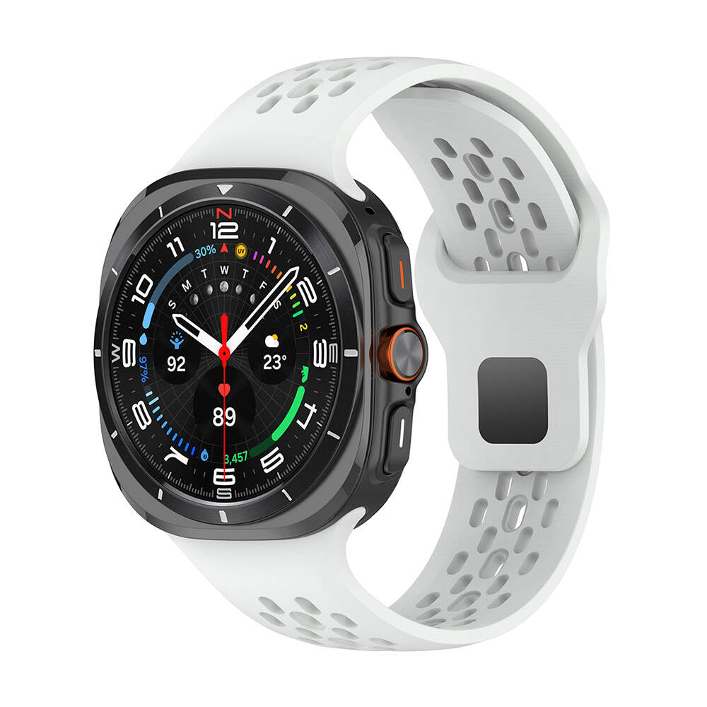 Galaxy Watch Ultra 47mm Uyumlu Delikli Tasarım Silikon Kordon – Beyaz