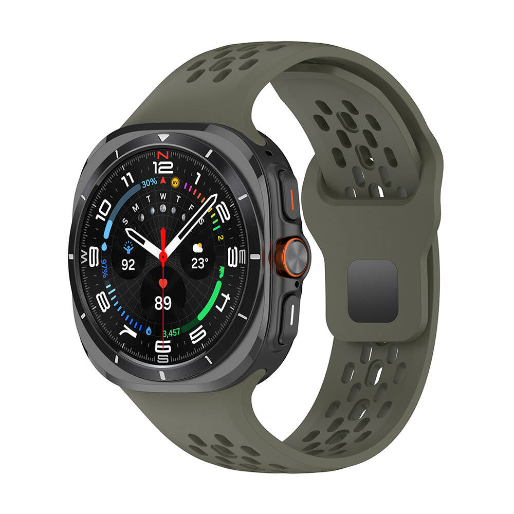 Galaxy Watch Ultra 47mm Uyumlu Delikli Tasarım Silikon Kordon – Derin Yeşil