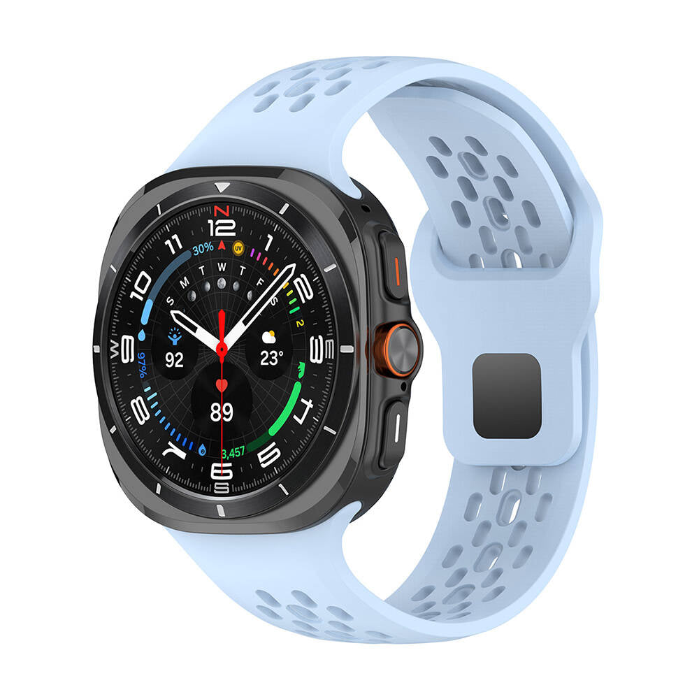 Galaxy Watch Ultra 47mm Uyumlu Delikli Tasarım Silikon Kordon – Mavi Açık