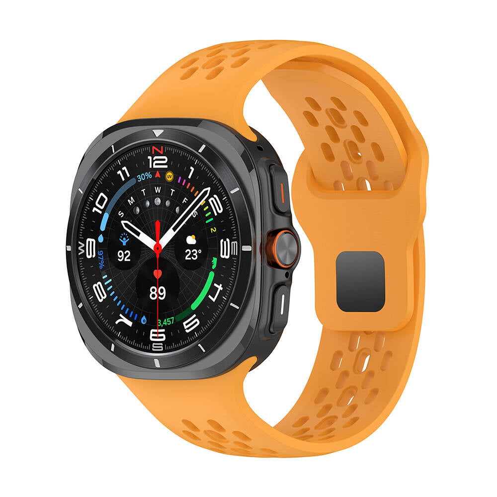 Galaxy Watch Ultra 47mm Uyumlu Delikli Tasarım Silikon Kordon – Sarı