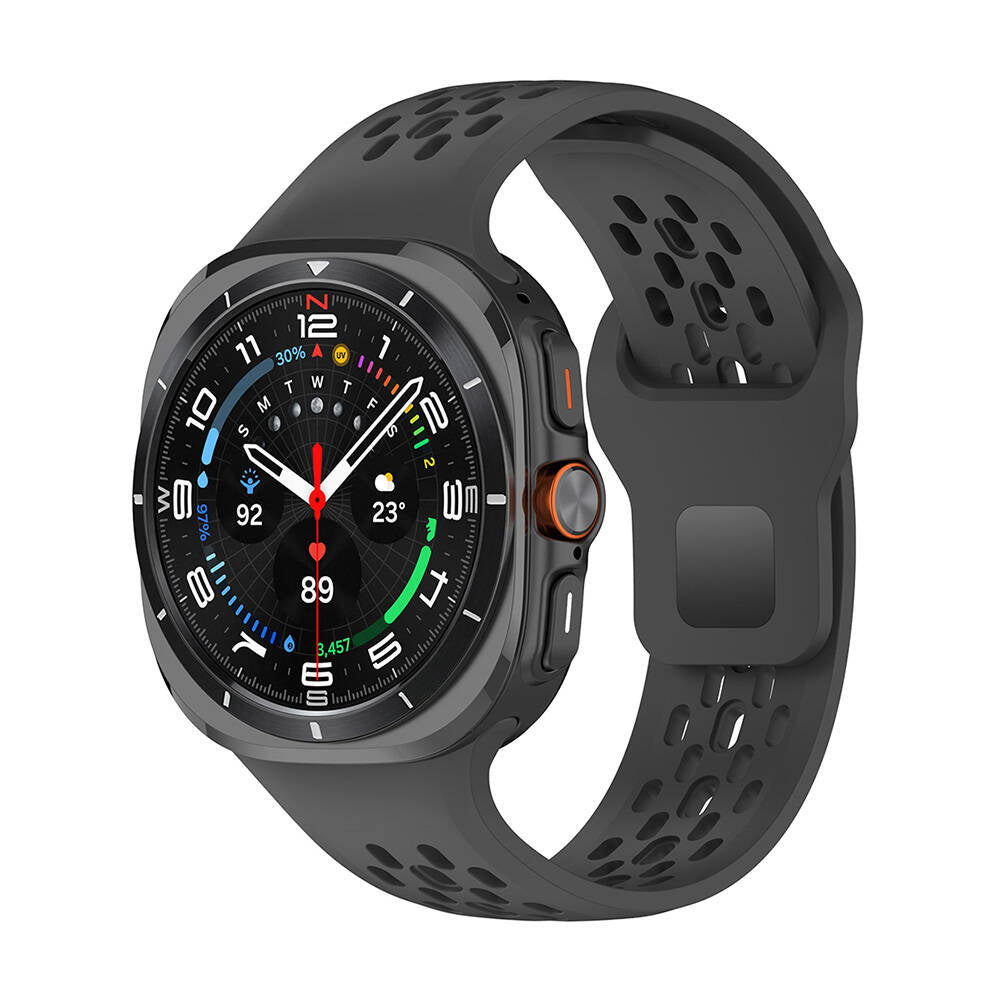 Galaxy Watch Ultra 47mm Uyumlu Delikli Tasarım Silikon Kordon – Siyah