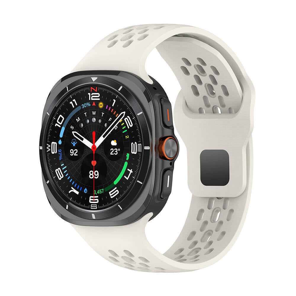 Galaxy Watch Ultra 47mm Uyumlu Delikli Tasarım Silikon Kordon – Starlight