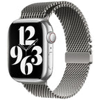 Apple Watch Uyumlu Metal Hasır Kordon – Gri