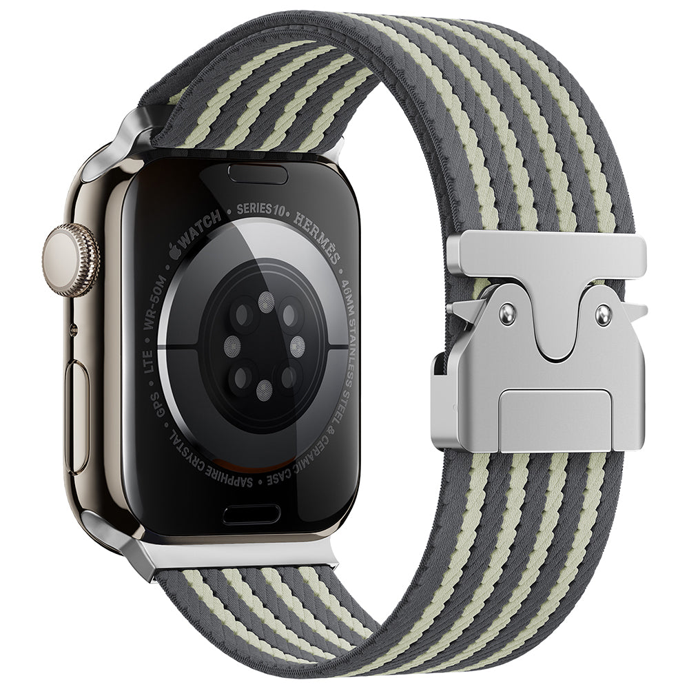 Apple Watch Uyumlu Naylon Kumaş Hasır Örgülü Kordon – Gri