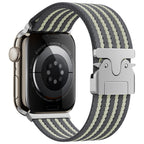 Apple Watch Uyumlu Naylon Kumaş Hasır Örgülü Kordon – Gri