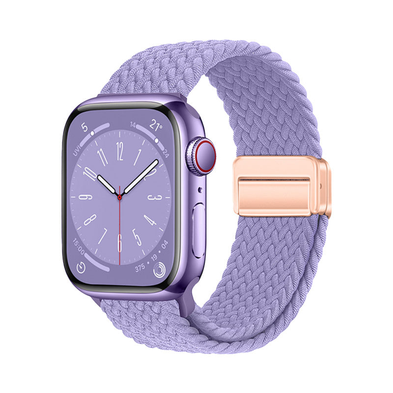Apple Watch Uyumlu Örgü Tasarımlı Hasır Kordon – Lila