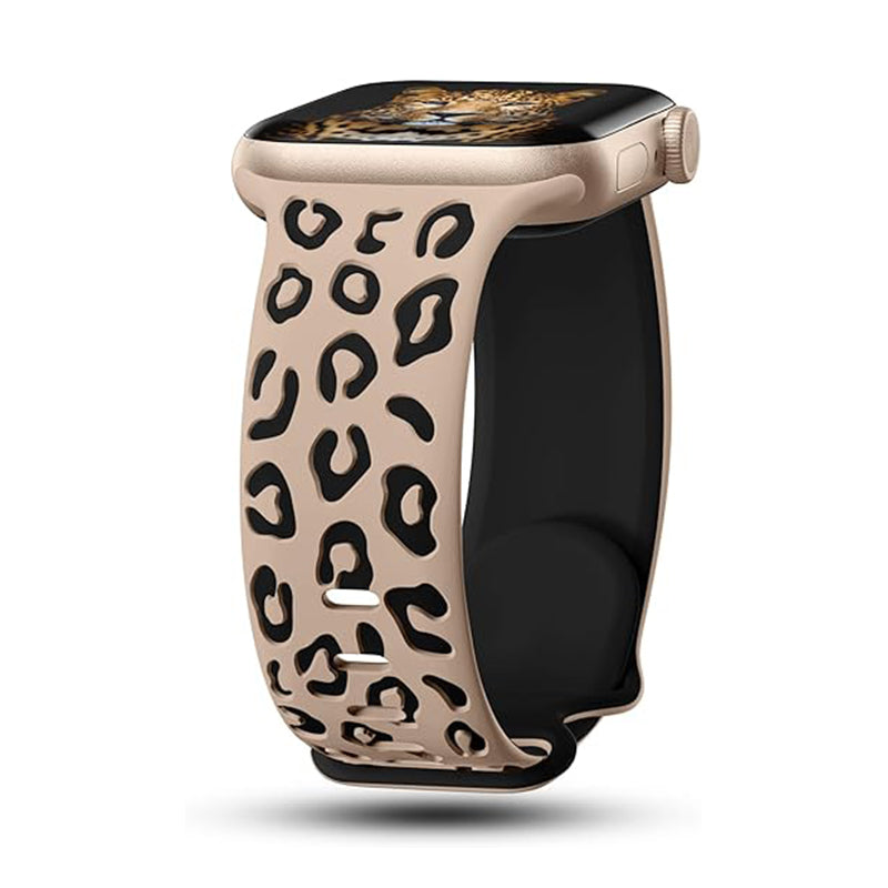 Apple Watch Uyumlu Silikon Kordon – Bej-Siyah