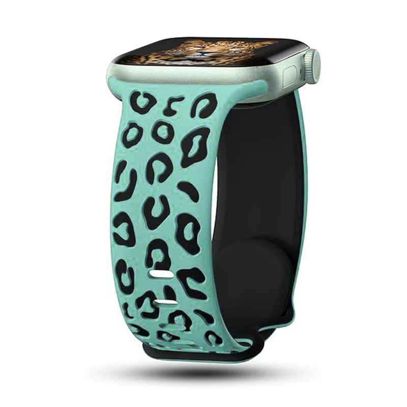 Apple Watch Uyumlu Silikon Kordon – Yeşil-Siyah