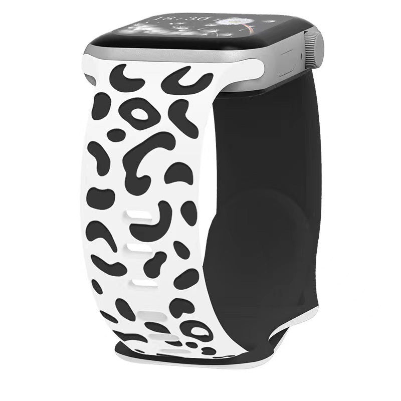 Apple Watch Uyumlu Silikon Kordon – Beyaz-Siyah