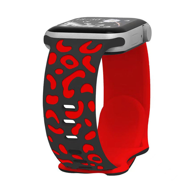 Apple Watch Uyumlu Silikon Kordon – Siyah-Kırmızı